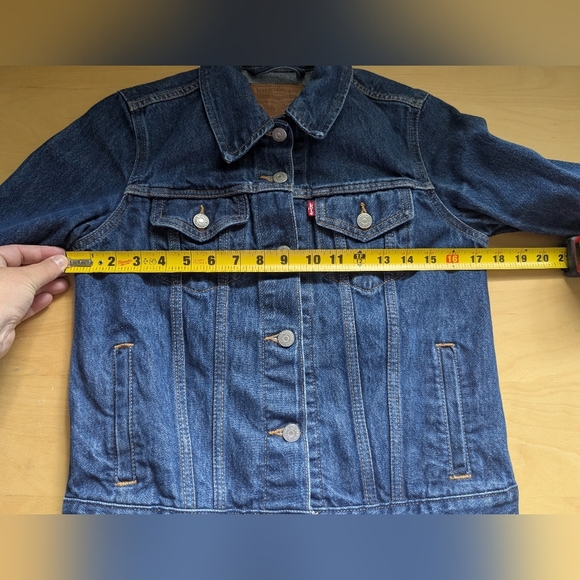 LEVI'S Women Jeans Jacket Size S Navy Blue With Pockets Button Down 100% Cotton - Picture 12 of 13